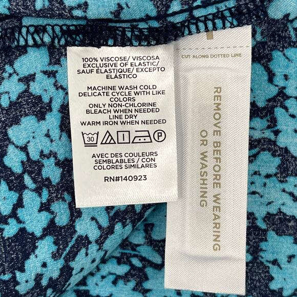 LOFT Blue Long Sleeve Lightweight Floral Button Front Flowy V Neck Shirt Dress 6 - Picture 7 of 9